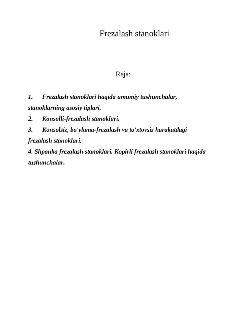 Frezalash stanoklari