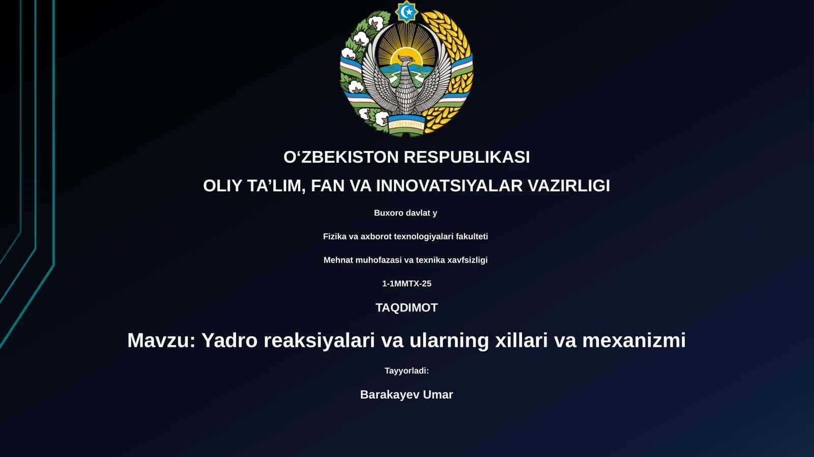 Yadro reaksiyalari va ularning xillari va mexanizmi 1