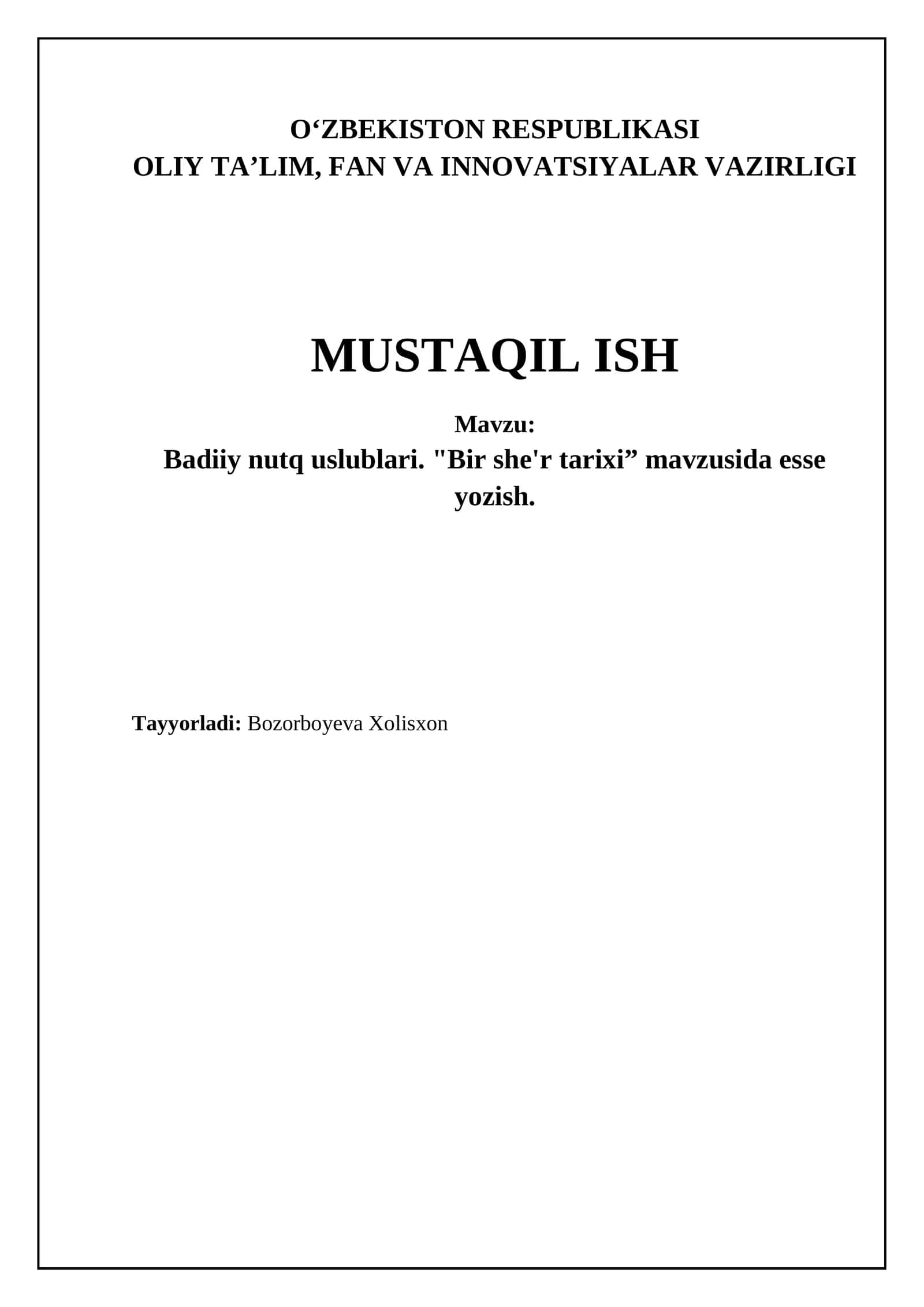 Badiiy nutq uslublari. "Bir she'r tarixi” mavzusida esse yozish 1
