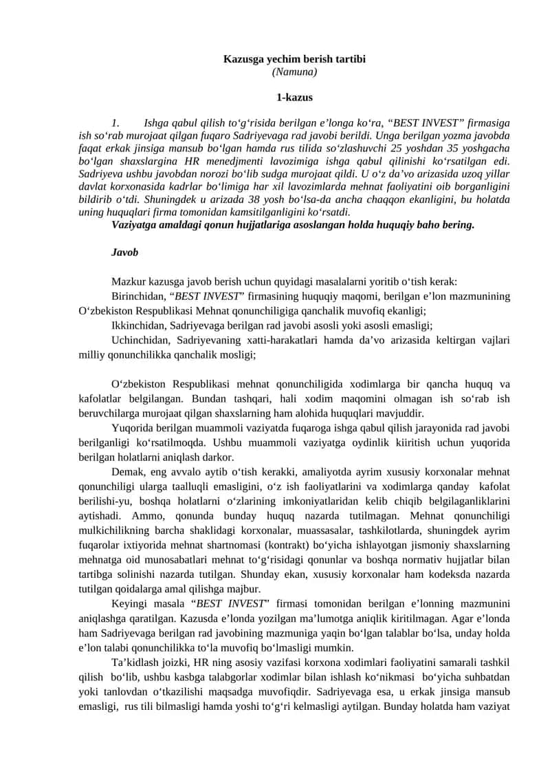 Kazusga yechim berish tartibi 1