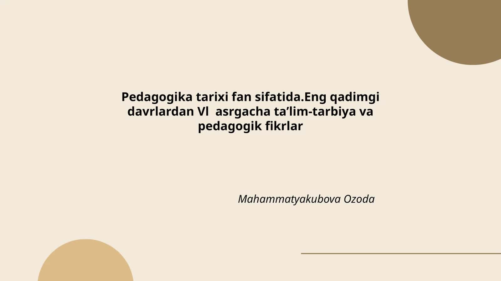 Pedagogika Tarixi Fan Sifatida 1