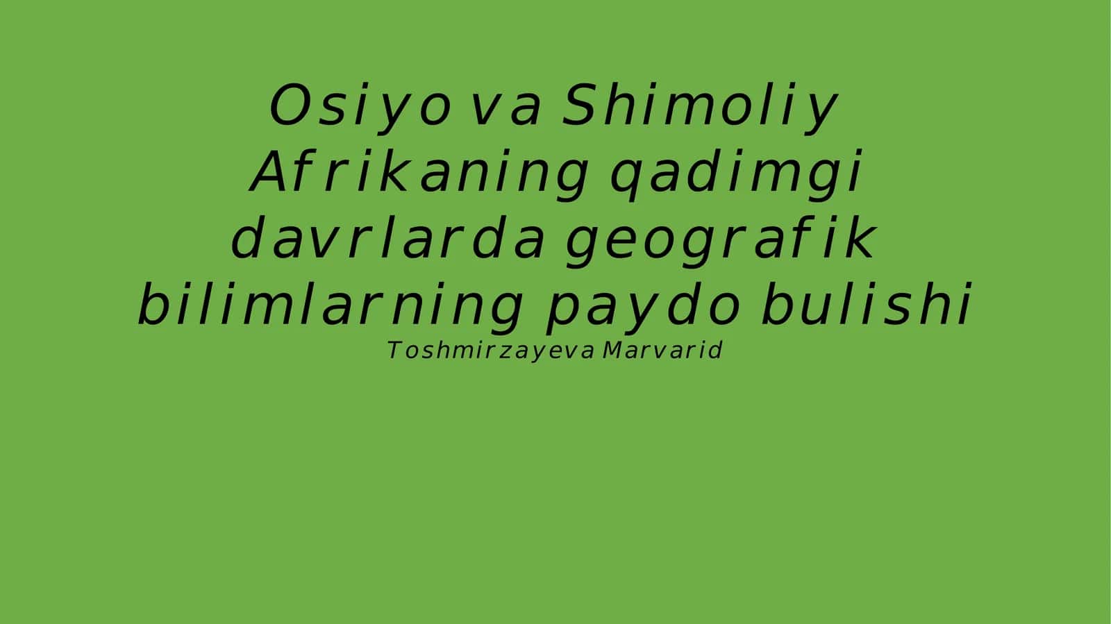 Osiyo va Shimoliy Afrikani haqida darslik 1