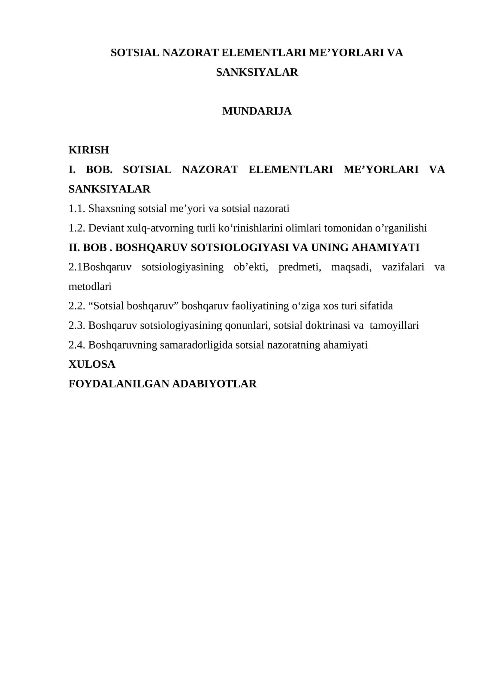 SOTSIAL NAZORAT ELEMENTLARI MEʼYORLARI VA SANKSIYALAR 1