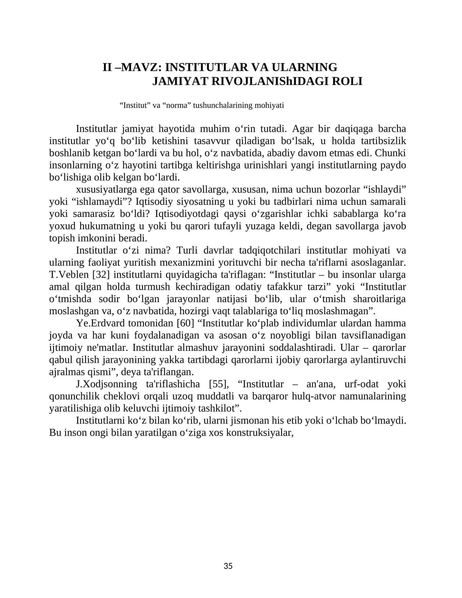 Institutlar va ularning jamiyat rivojlanishidagi roli 1