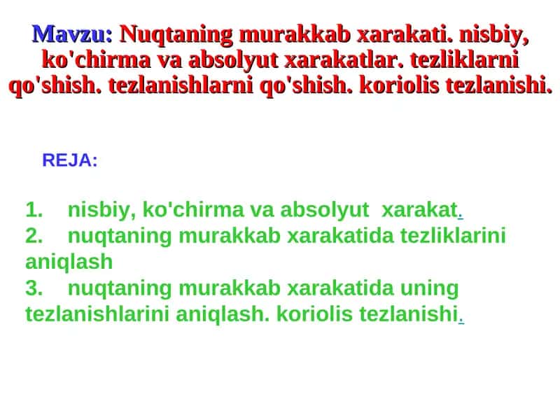 Nuqtаning murаkkаb xаrаkаti 1