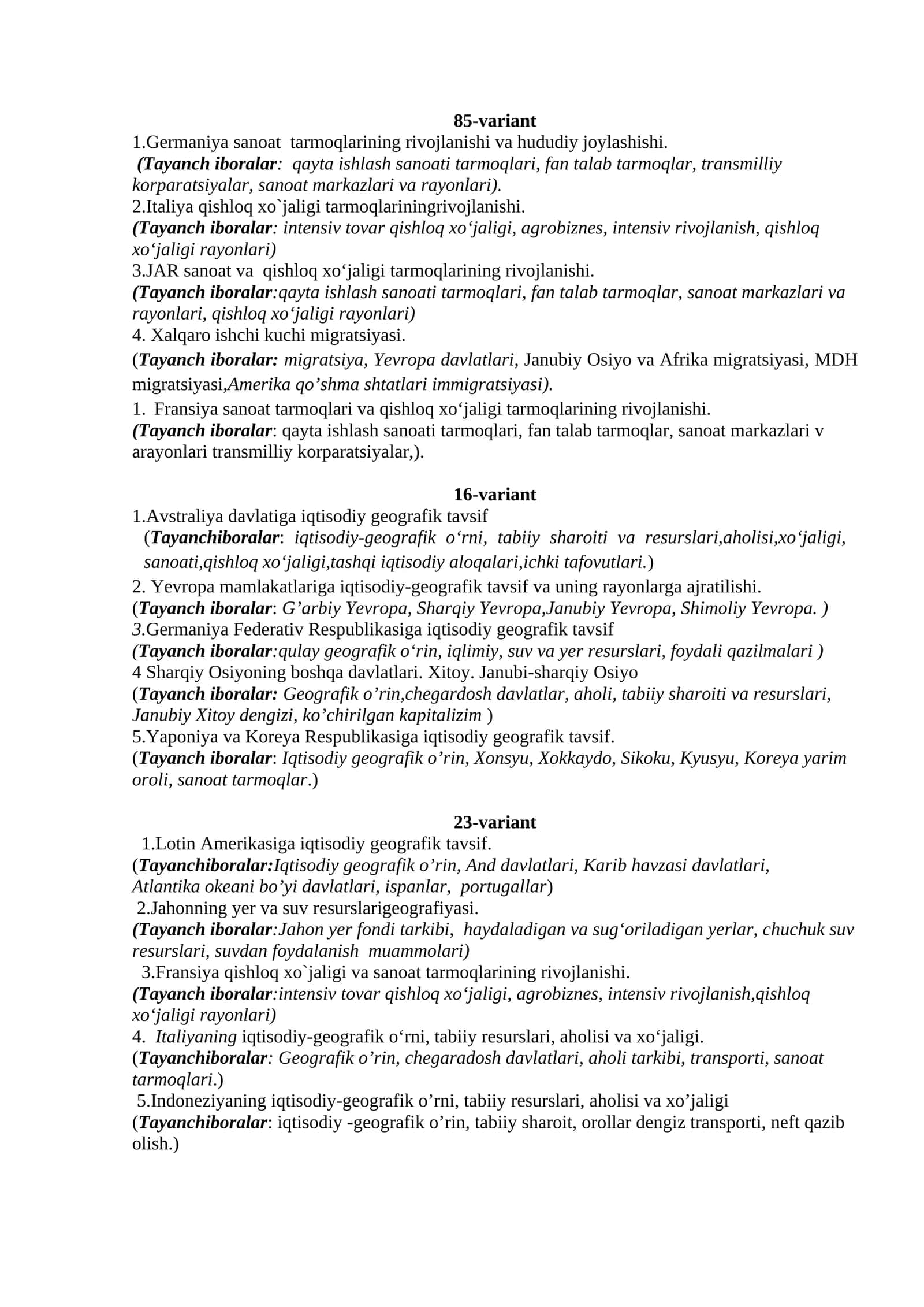 Germaniya sanoat tarmoqlarining rivojlanishi va hududiy joylashishi 1