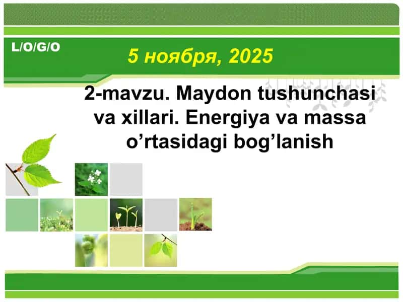 Maydon tushunchasi va xillari. Energiya va massa o’rtasidagi bog’lanish 1