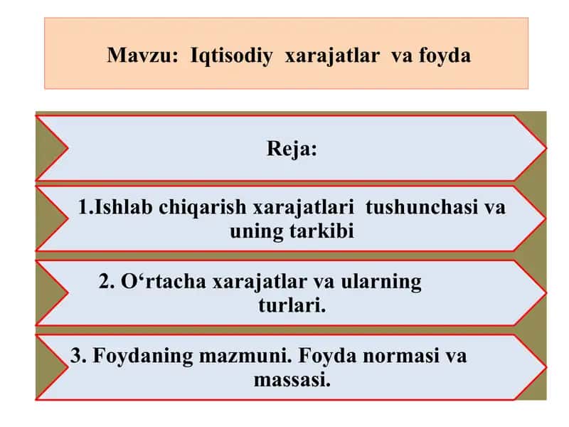 Iqtisodiy xarajatlar va foyda 1