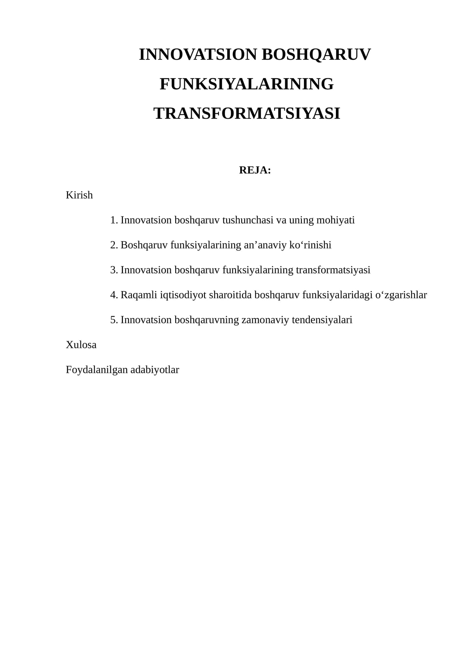 Innovatsion Boshqaruv Funksiyalarining Transformatsiyasi 1