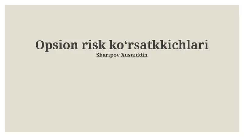 Opsion risk ko'rsatkichlari 1