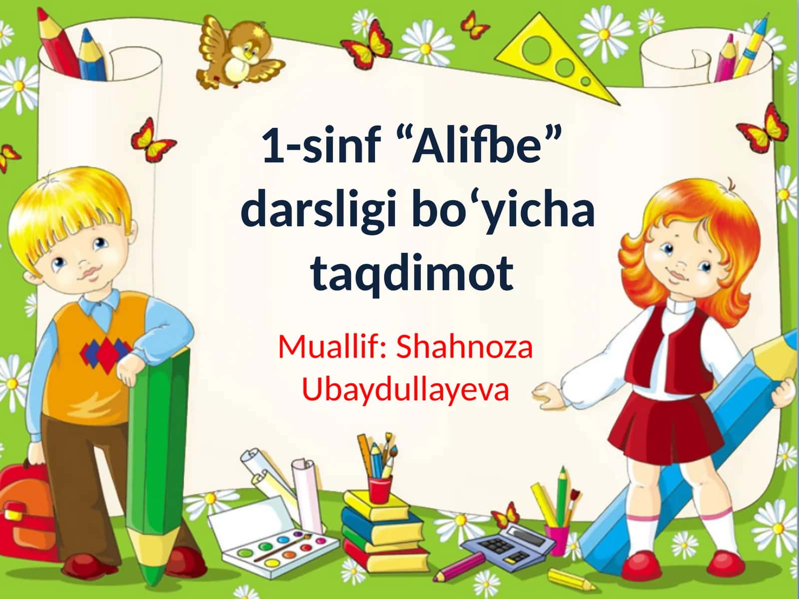 1-sinf “Alifbe” darsligi bo‘yicha taqdimot 1