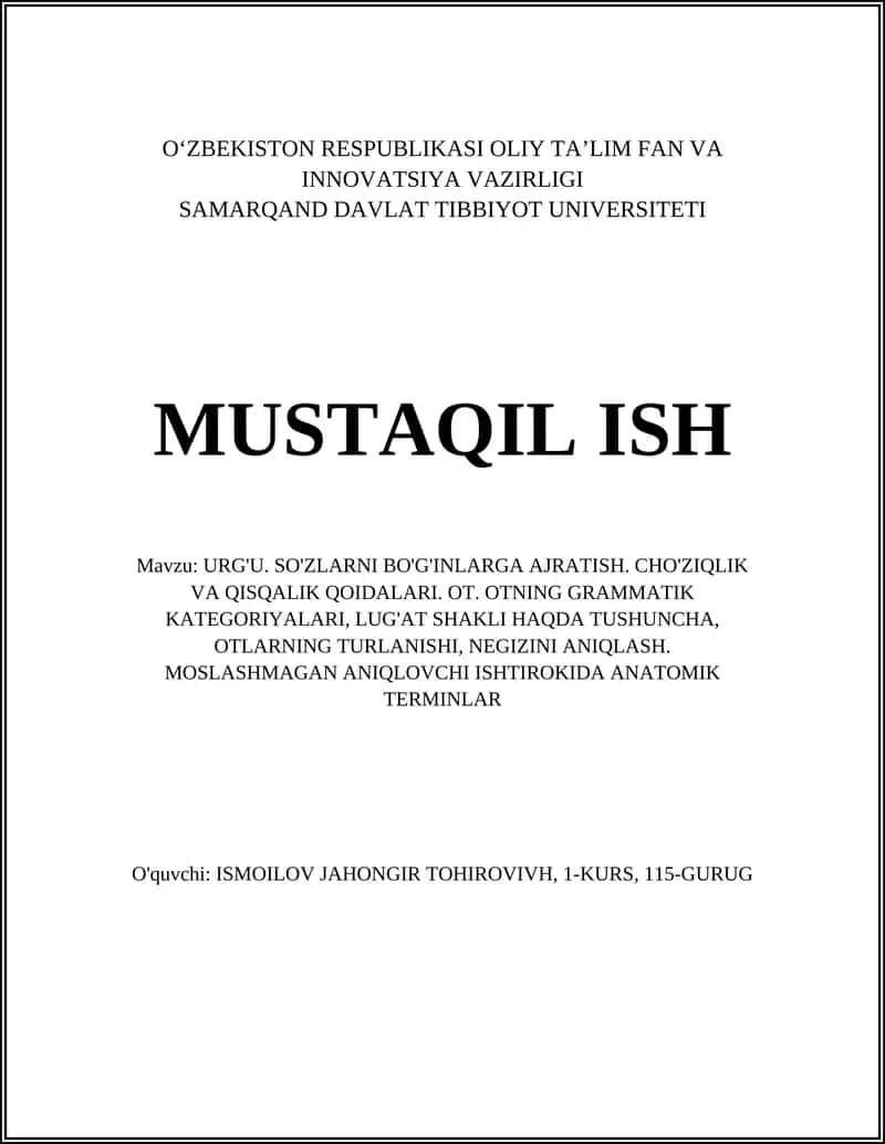 URG'U. SO'ZLARNI BO'G'INLARGA AJRATISH 1