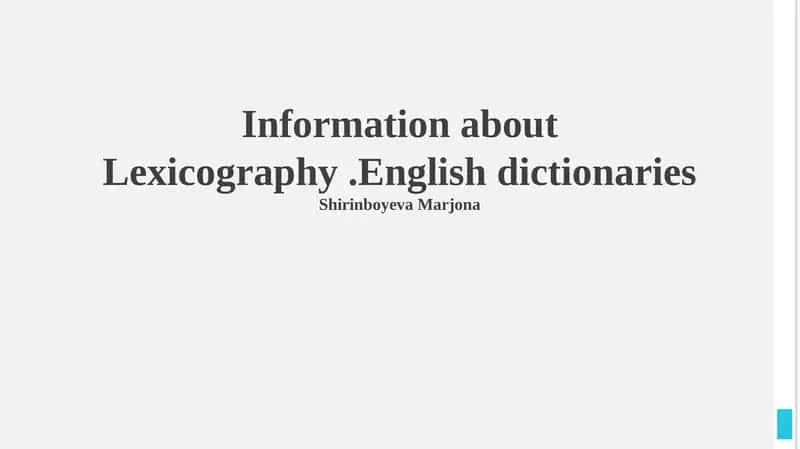 Lexicography.English dictionaries 1