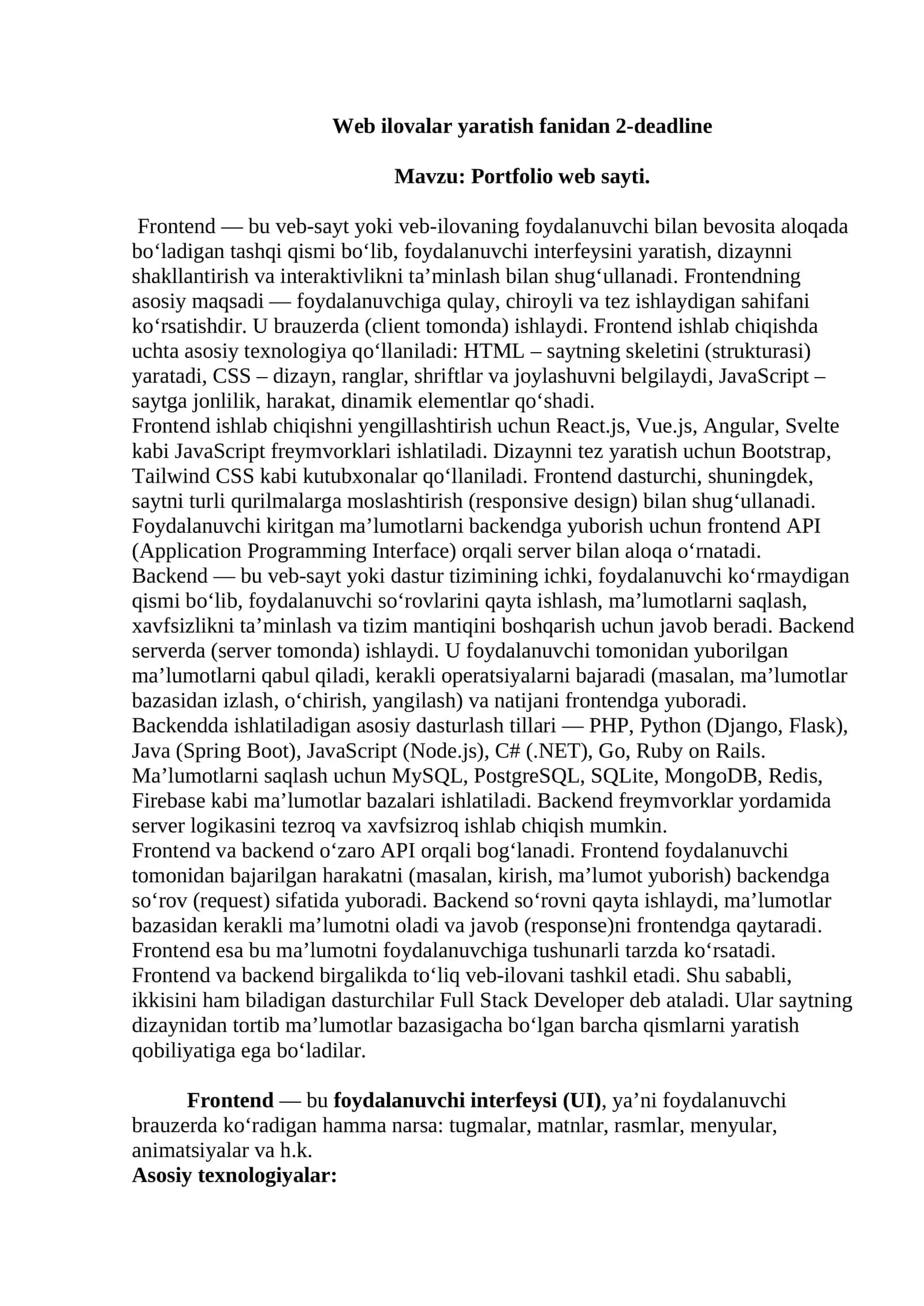 Portfolio web sayti 1