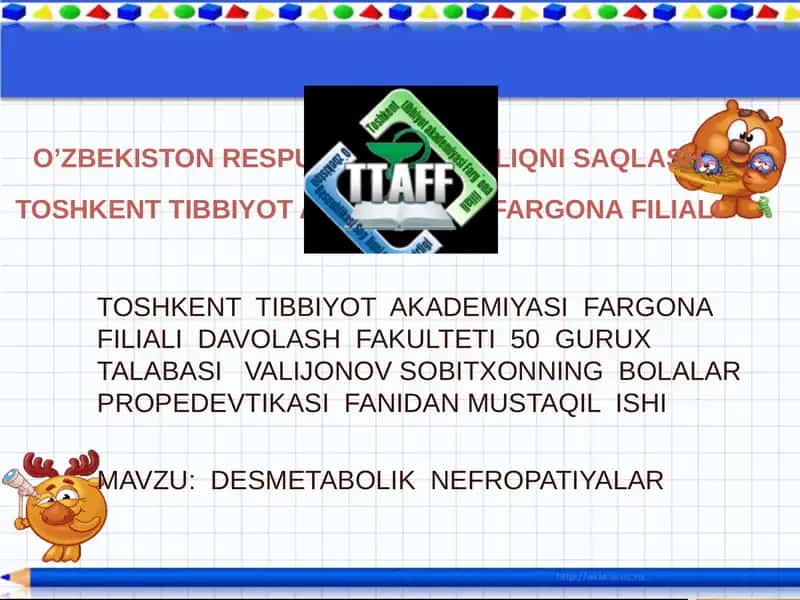 DESMETABOLIK NEFROPATIYALAR 1