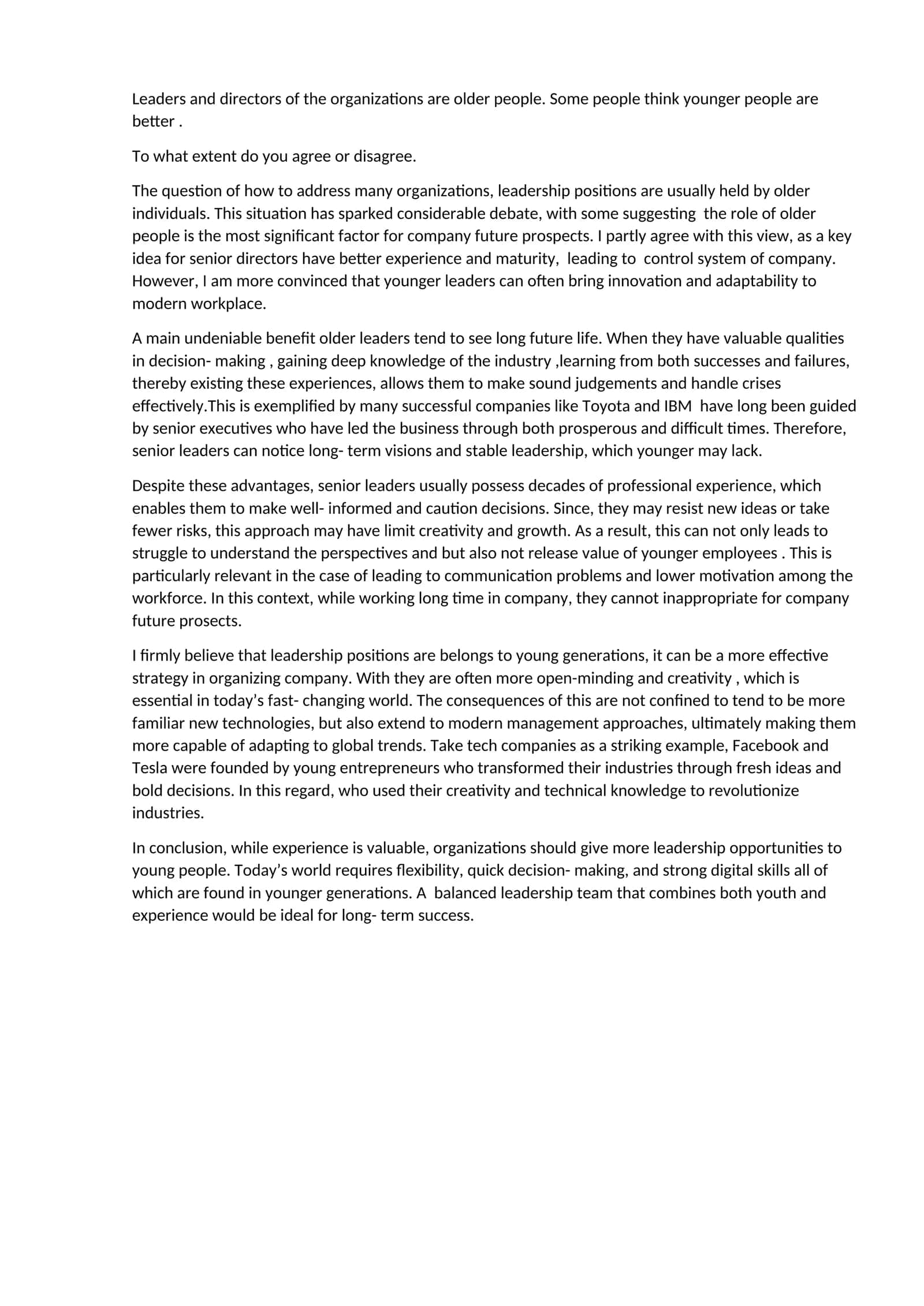 The Role of Older Leaders in Organizations 1