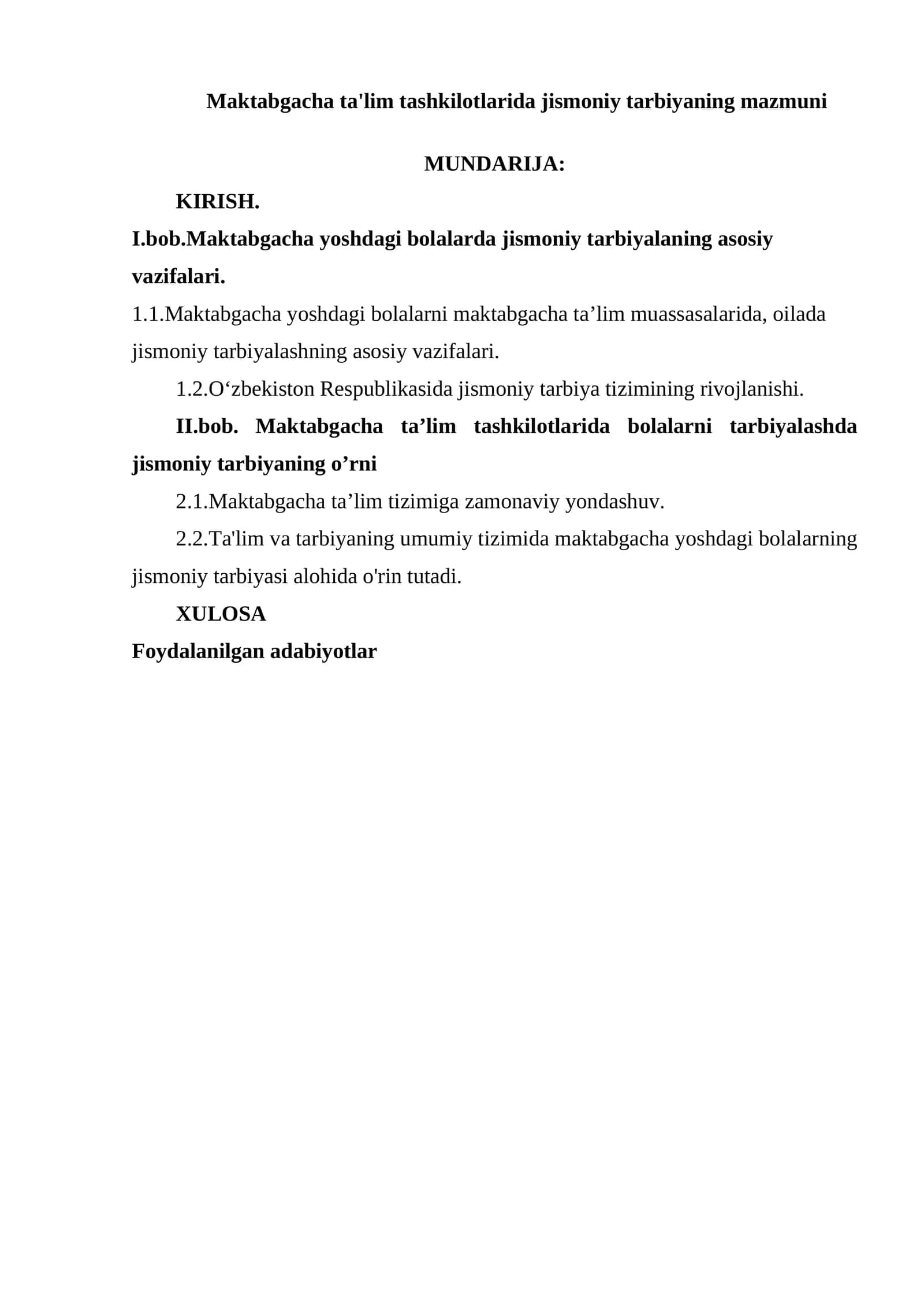 Maktabgacha ta'lim tashkilotlarida jismoniy tarbiyaning mazmuni 1
