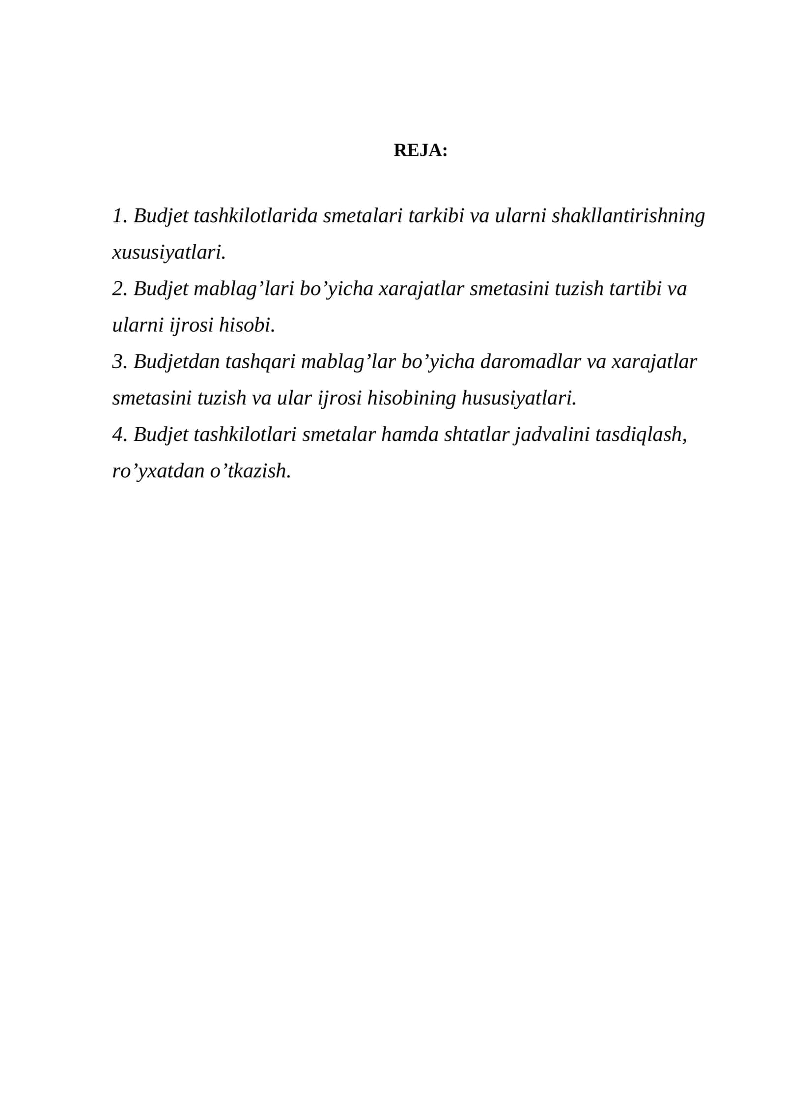 Budjet tashkilotlarida smetalari tarkibi va ularni shakllantirishning xususiyatlari 1