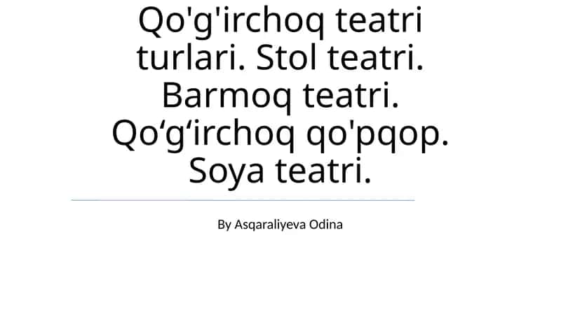 Qo'g'irchoq Teatri: Imkoniyatlar Dunyosi 1