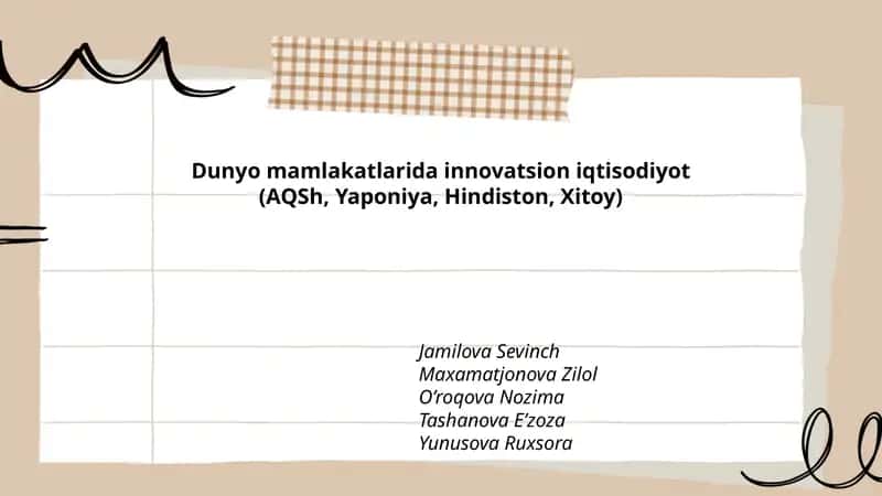 Dunyo mamlakatlarida innovatsion iqtisodiyot (AQSh, Yaponiya, Hindiston, Xitoy) 1