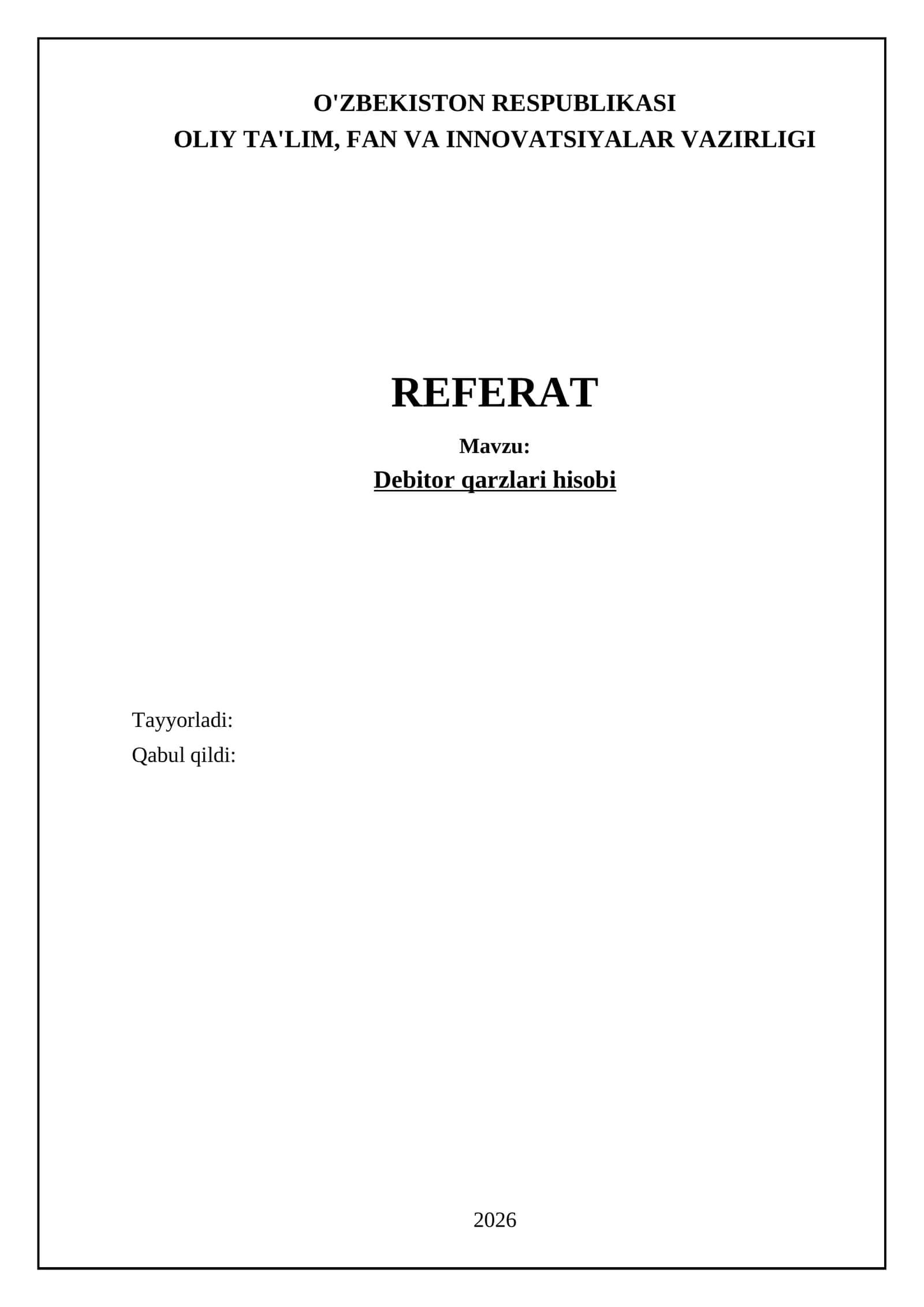 Debitor qarzlari hisobi 1