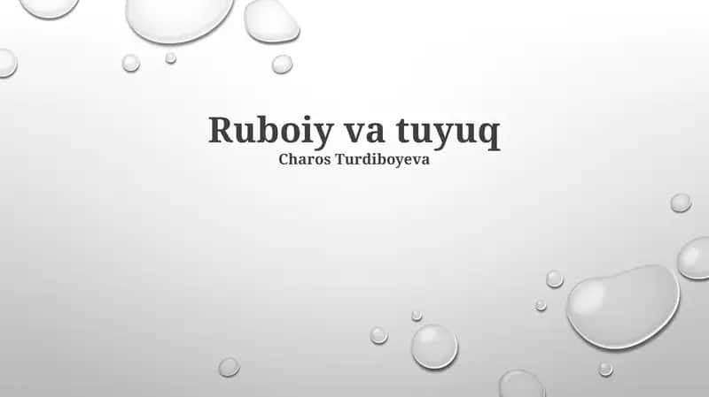 Ruboiy va Tuyuq 1
