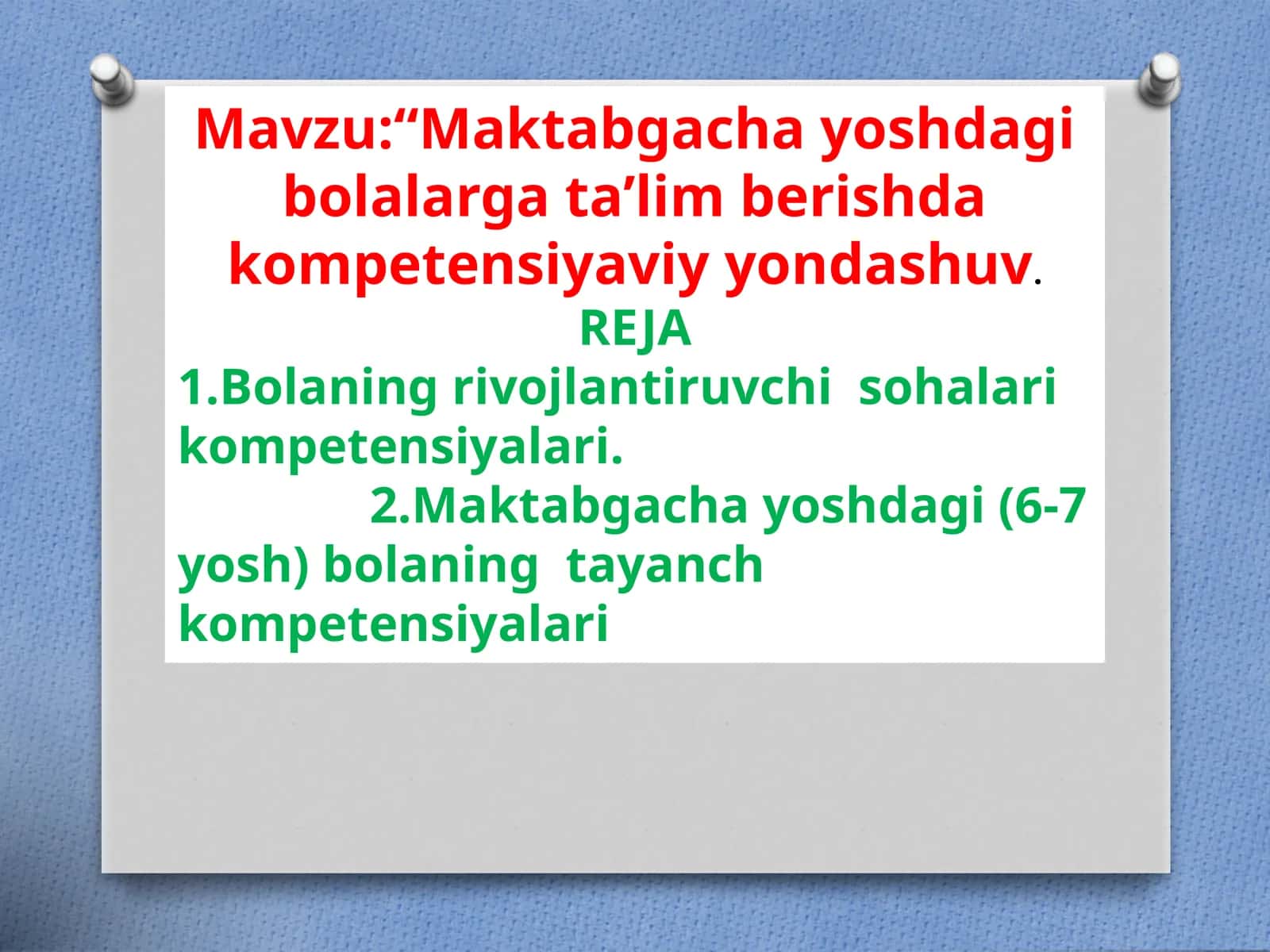 Maktabgacha yoshdagi bolalarga ta'lim berishda kompetensiyaviy yondashuv 1