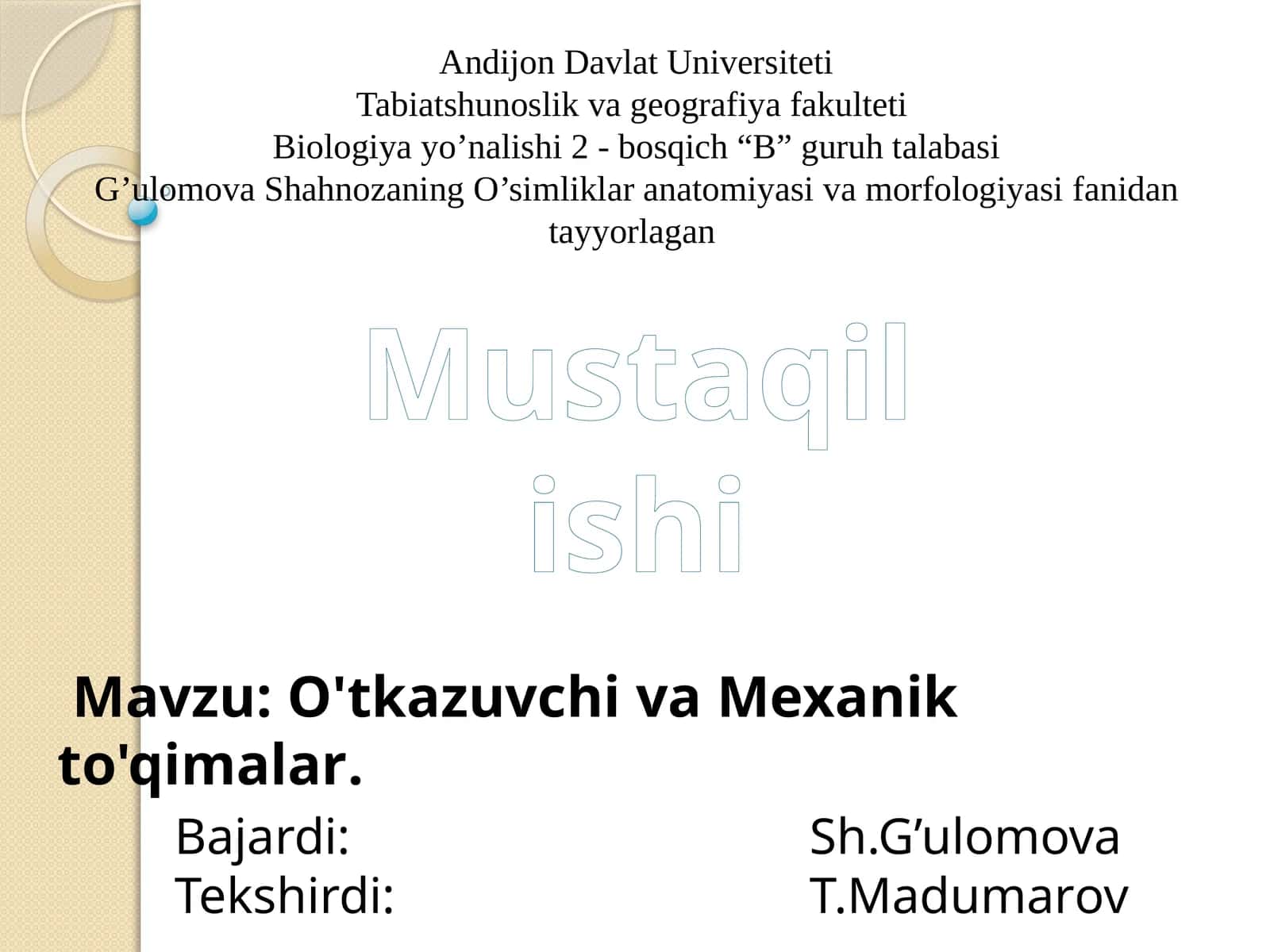 O'simliklar anatomiyasi va morfologiyasi 1
