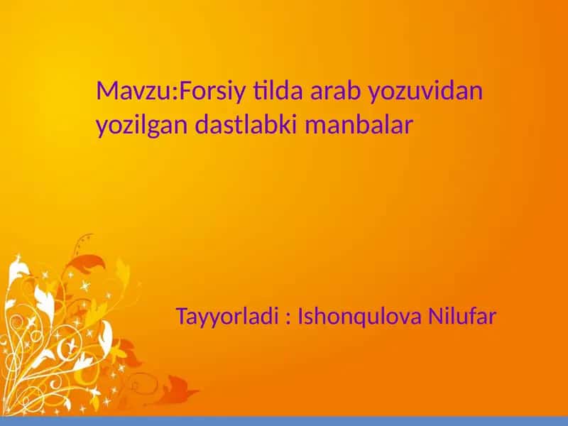 Arab yozuvidagi dastlabki manbalar 1
