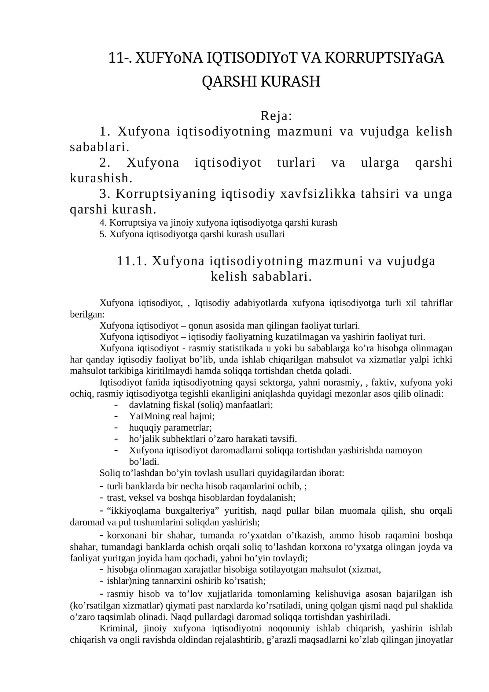 XUFYoNA IQTISODIYoT VA KORRUPTSIYaGA QARSHI KURASH 1