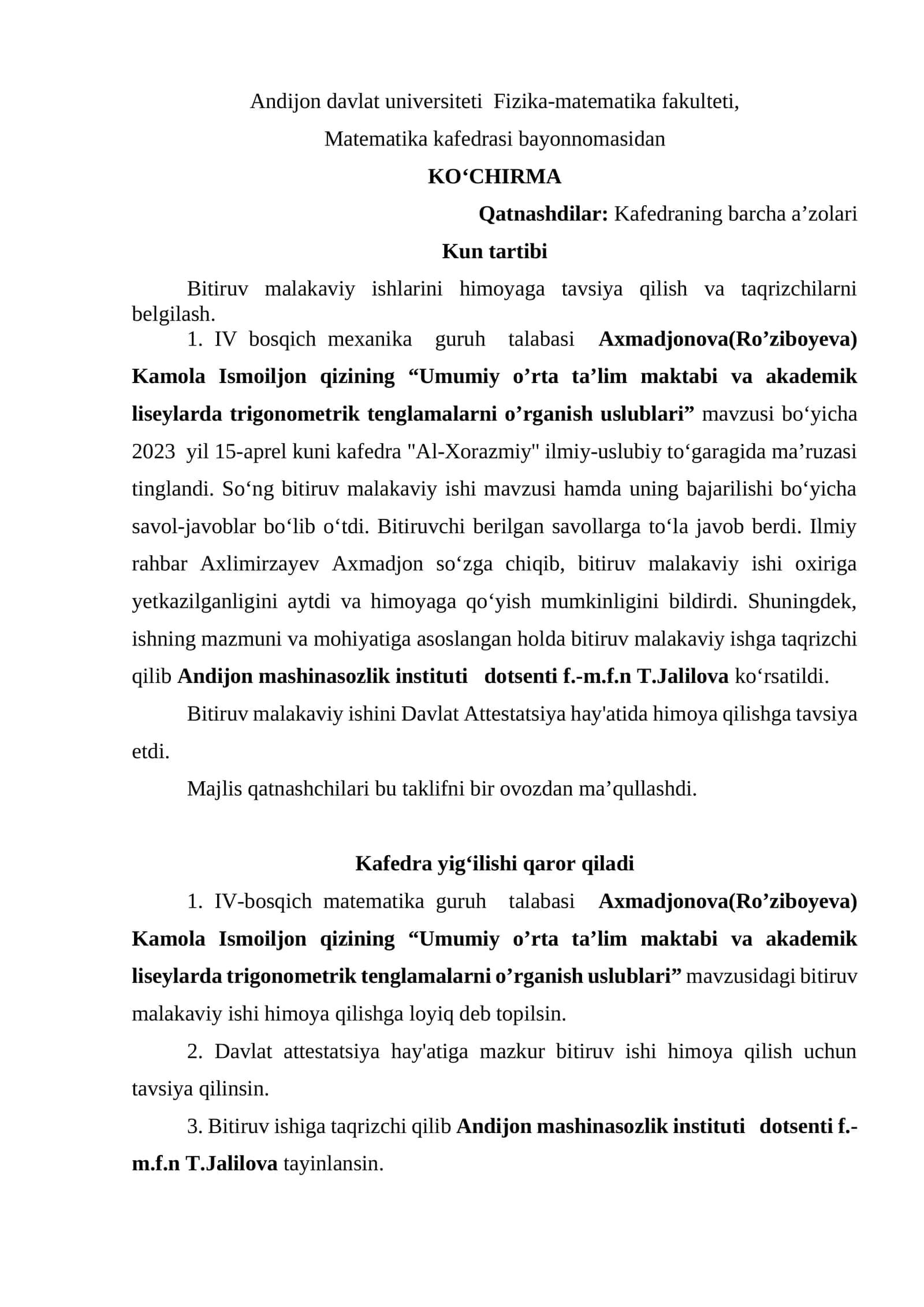 "Umumiy o'rta ta'lim maktabi va akademik liseylarda trigonometrik tenglamalarni o'rganish uslublari" 1