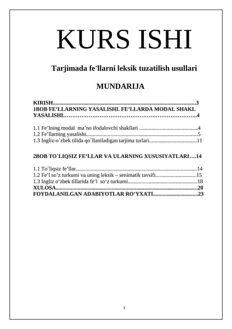 Tarjimada fe'llarni leksik tuzatilish usullari 1