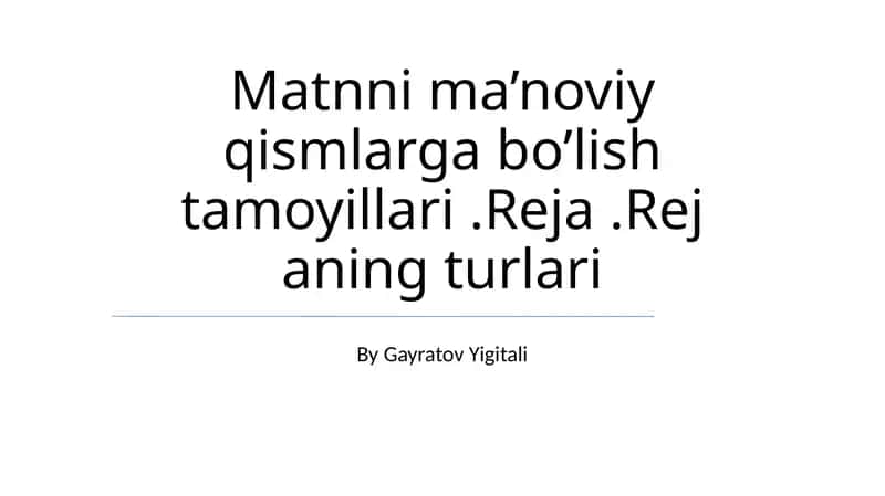 Rejalar Turlari 1