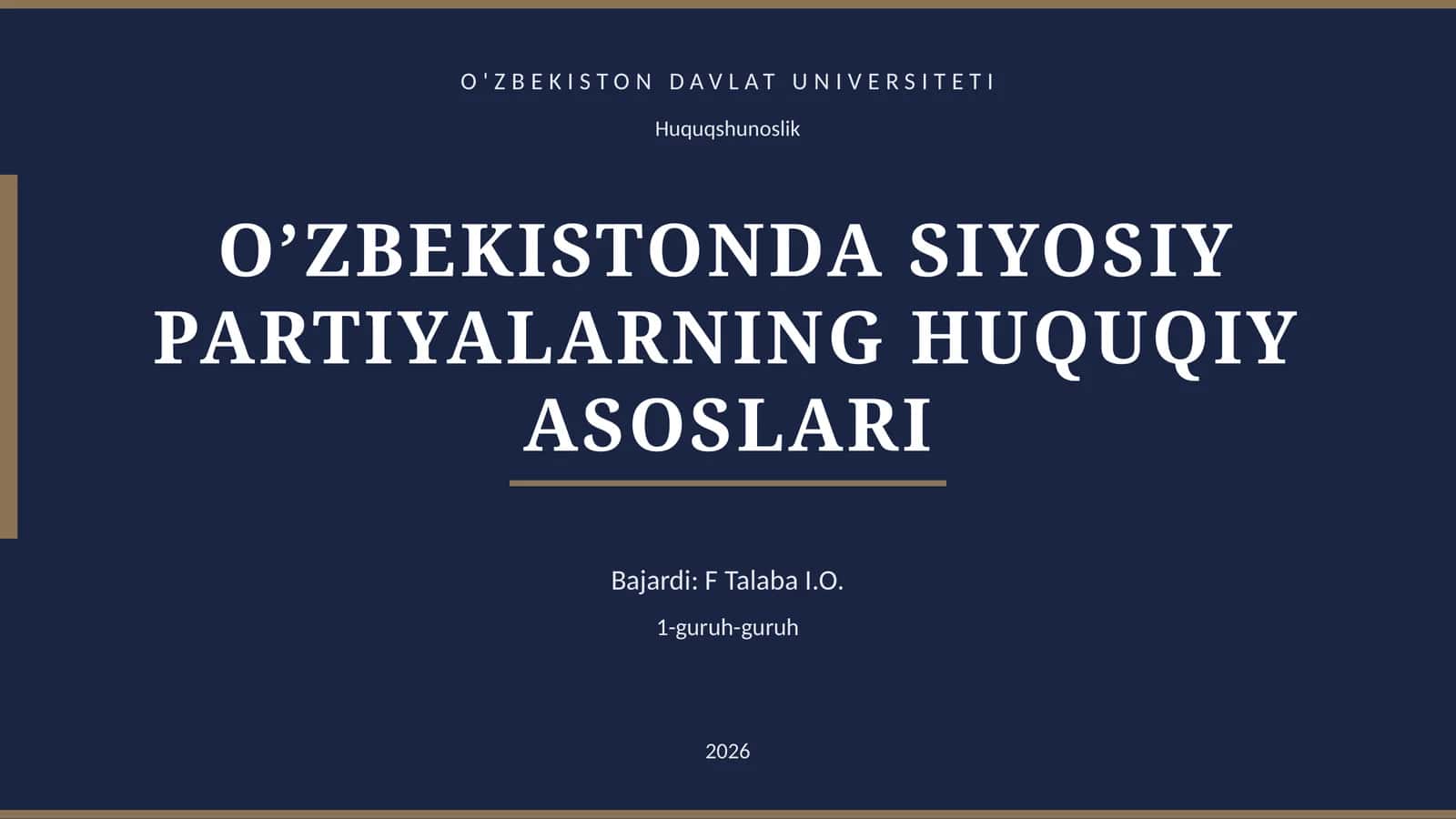 O’ZBEKISTONDA SIYOSIY PARTIYALARNING HUQUQIY ASOSLARI 1