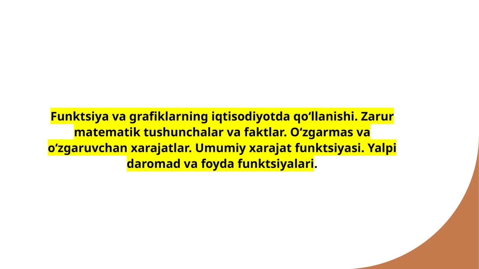 Iqtisodiyotda funksiyalar va grafiklar qo'llanilishi 1