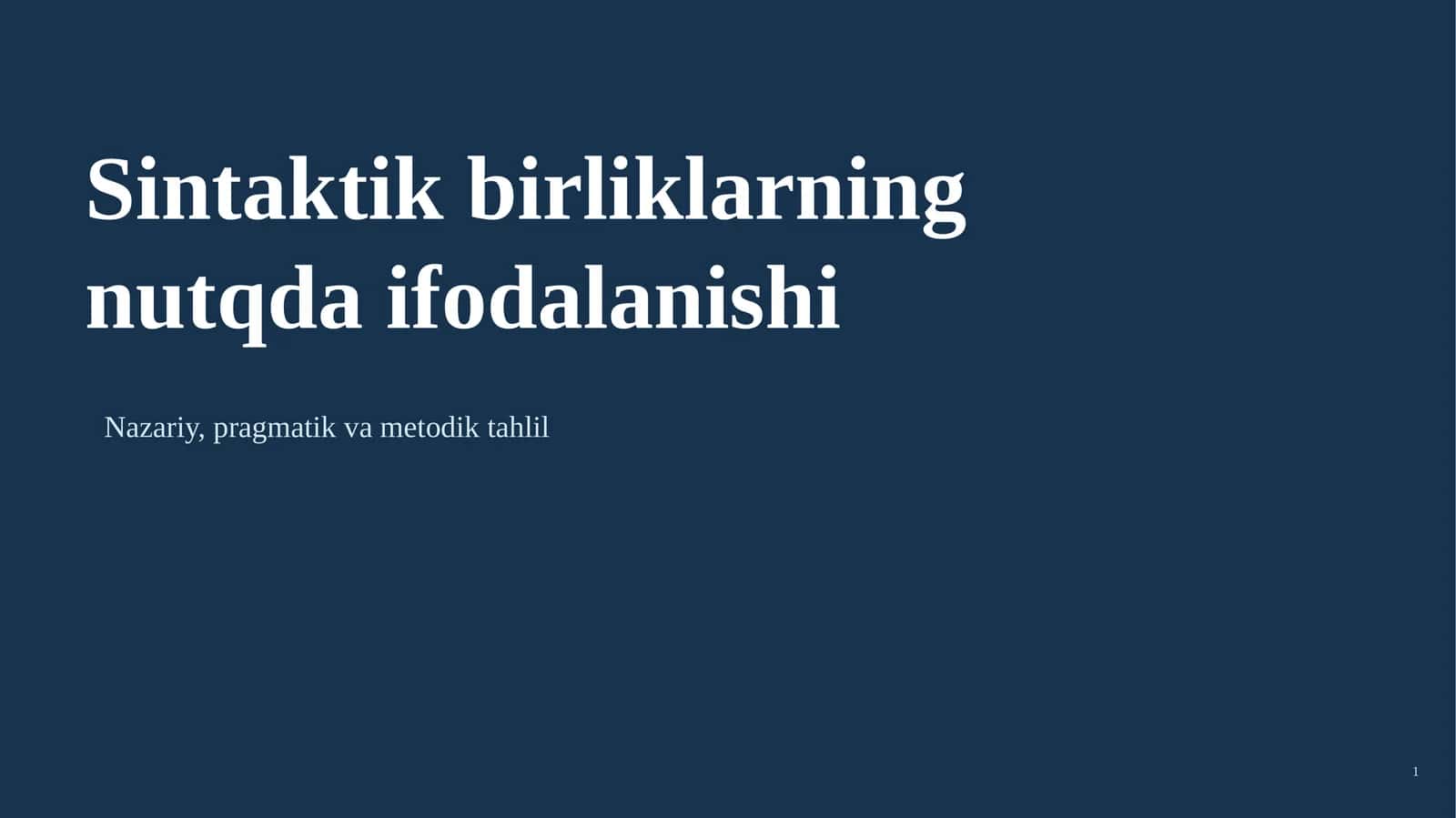 Nutqda Sintaktik Birliklar 1