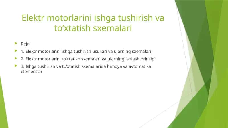 Elektrmotorlariniishgatushirishvato‘xtatishsxemalari 1