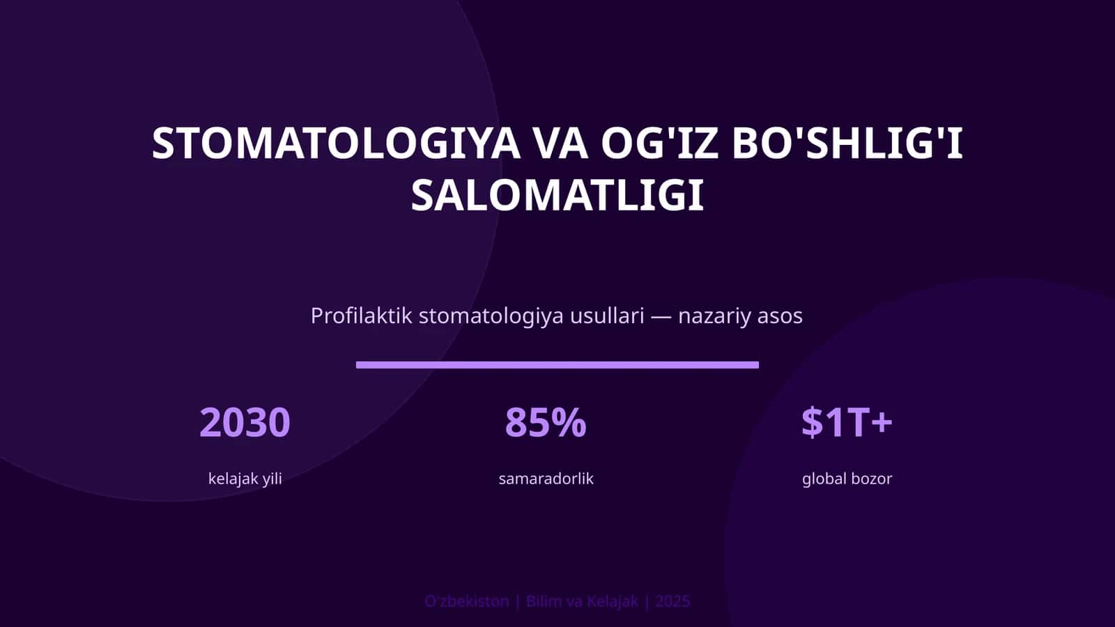 STOMATOLOGIYA VA OG'IZ BO'SHLIG'I SALOMATLIGI 1