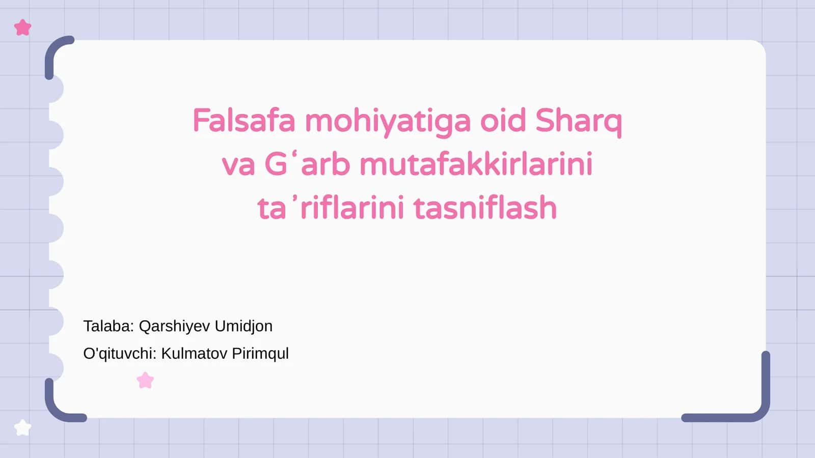 Falsafa mohiyatiga oid Sharq va Gʻarb mutafakkirlarini taʼriflarini tasniflash 1