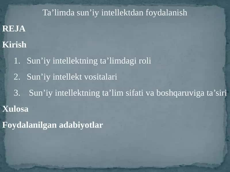 Sun’iyintellektning ta’limi 1