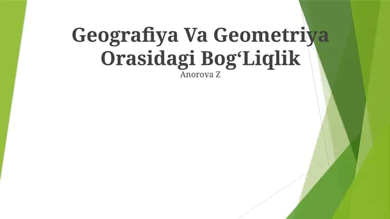 Geografiya Va Geometriya Orasidagi BogʻLiqlik 1
