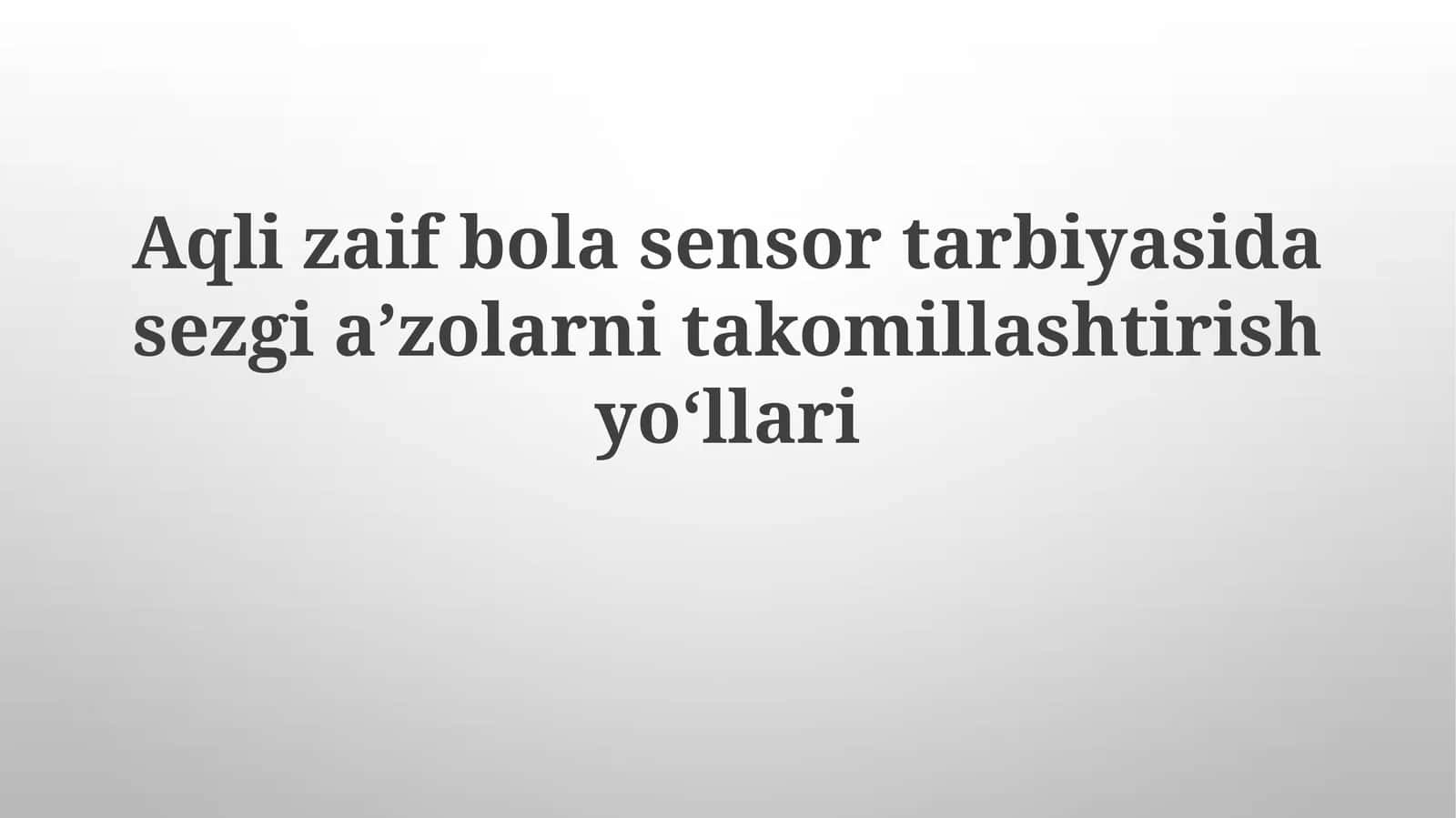 Sensorli idrokning xususiyatlari 1