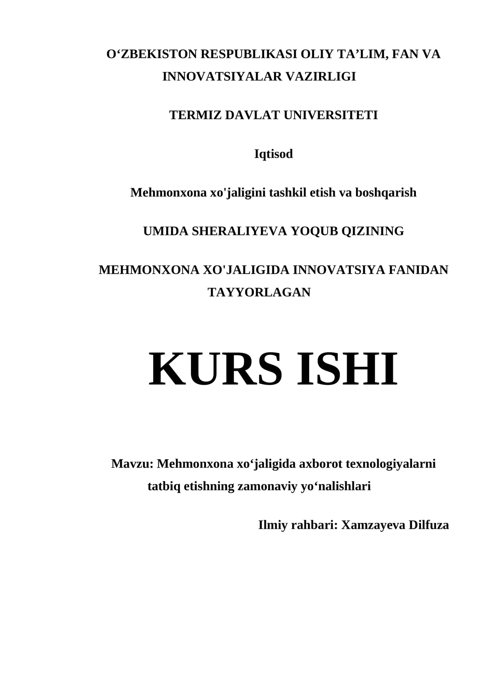 MEHMONXONA XO'JALIGIDA AXBOROT TEXNOLOGIYALARNI TATBIQ ETISHNING ZAMONAVIY YO'NALISHLARI 1