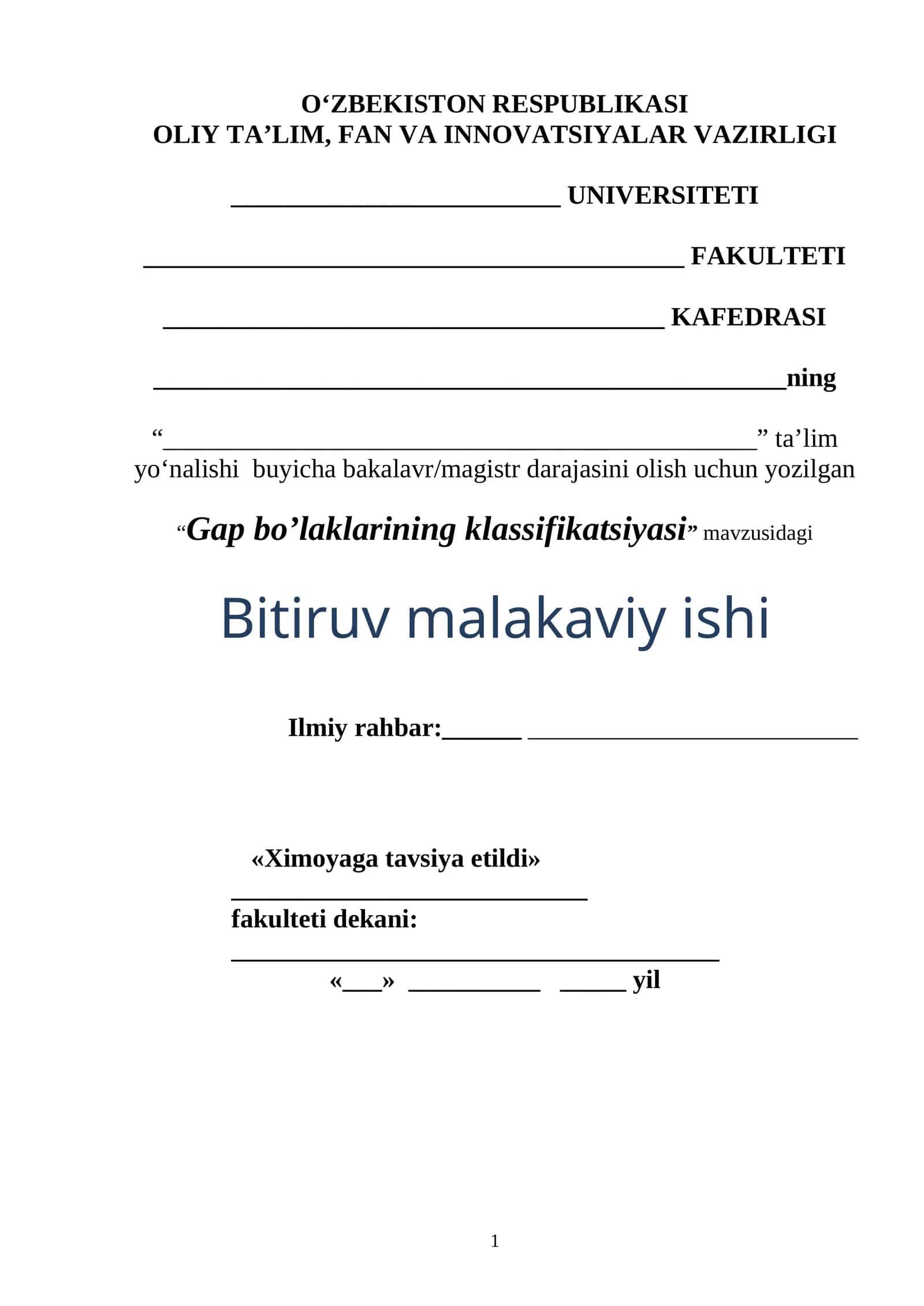 Gap bo’laklarining klassifikatsiyasi 1
