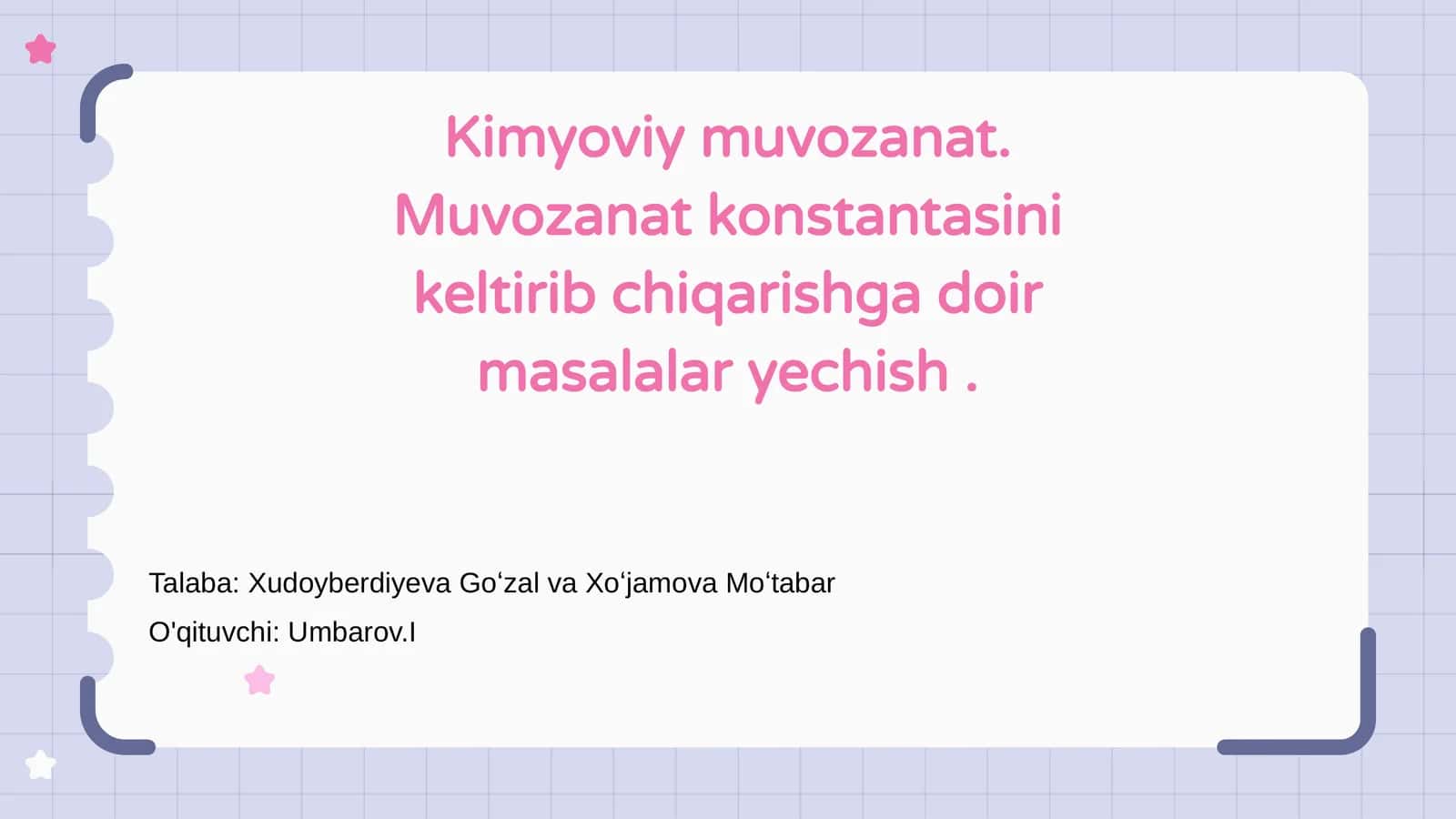 Kimyoviy muvozanat 1