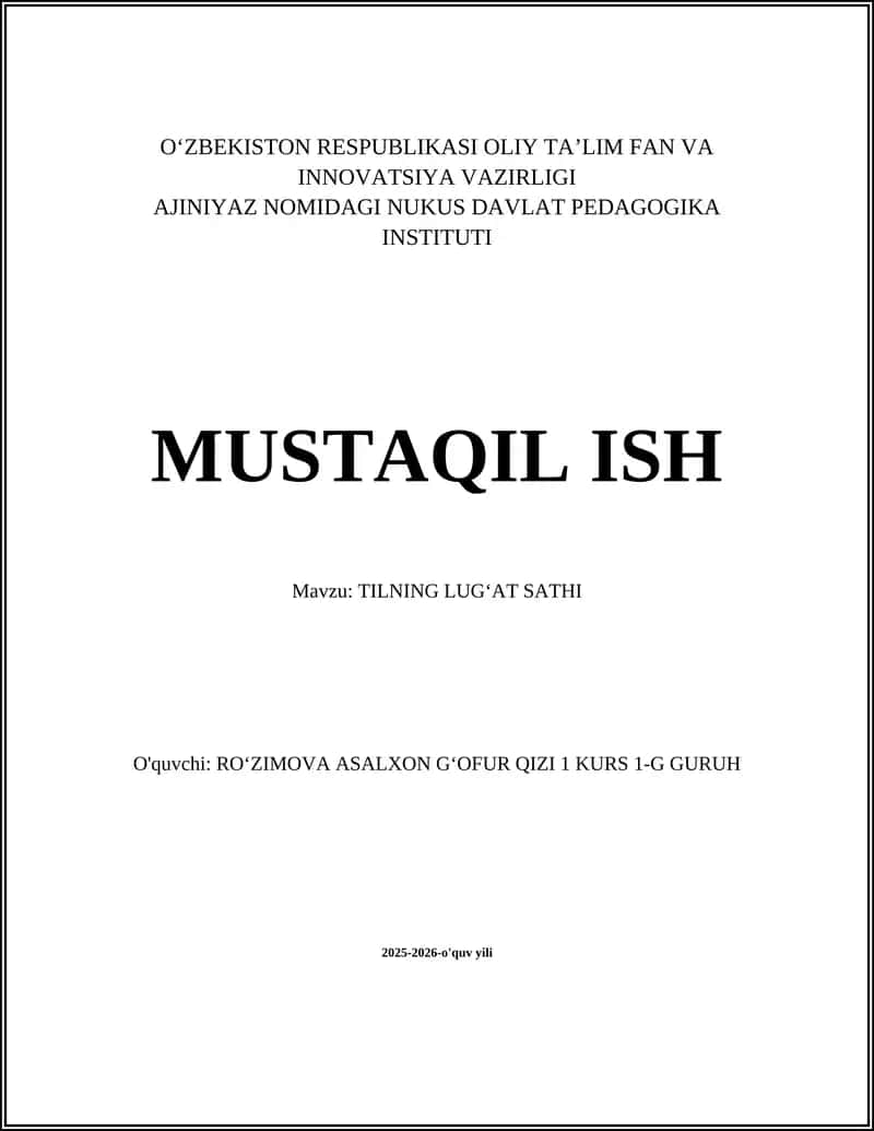 TILNING LUGʻAT SATHI 1