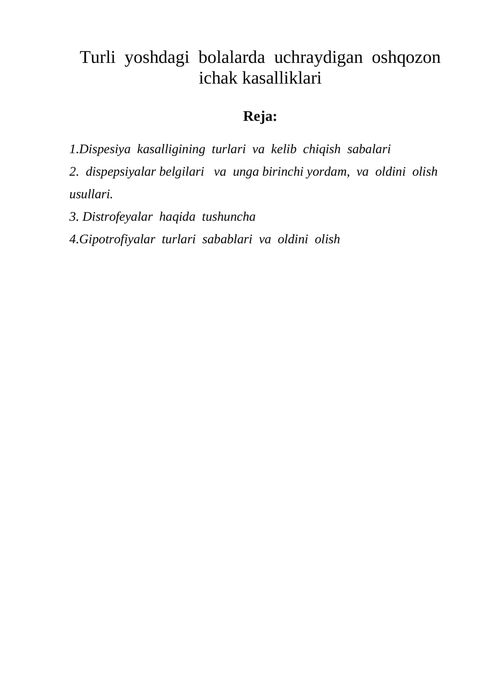 Turli yoshdagi bolalarda uchraydigan oshqozon ichak kasalliklari 1