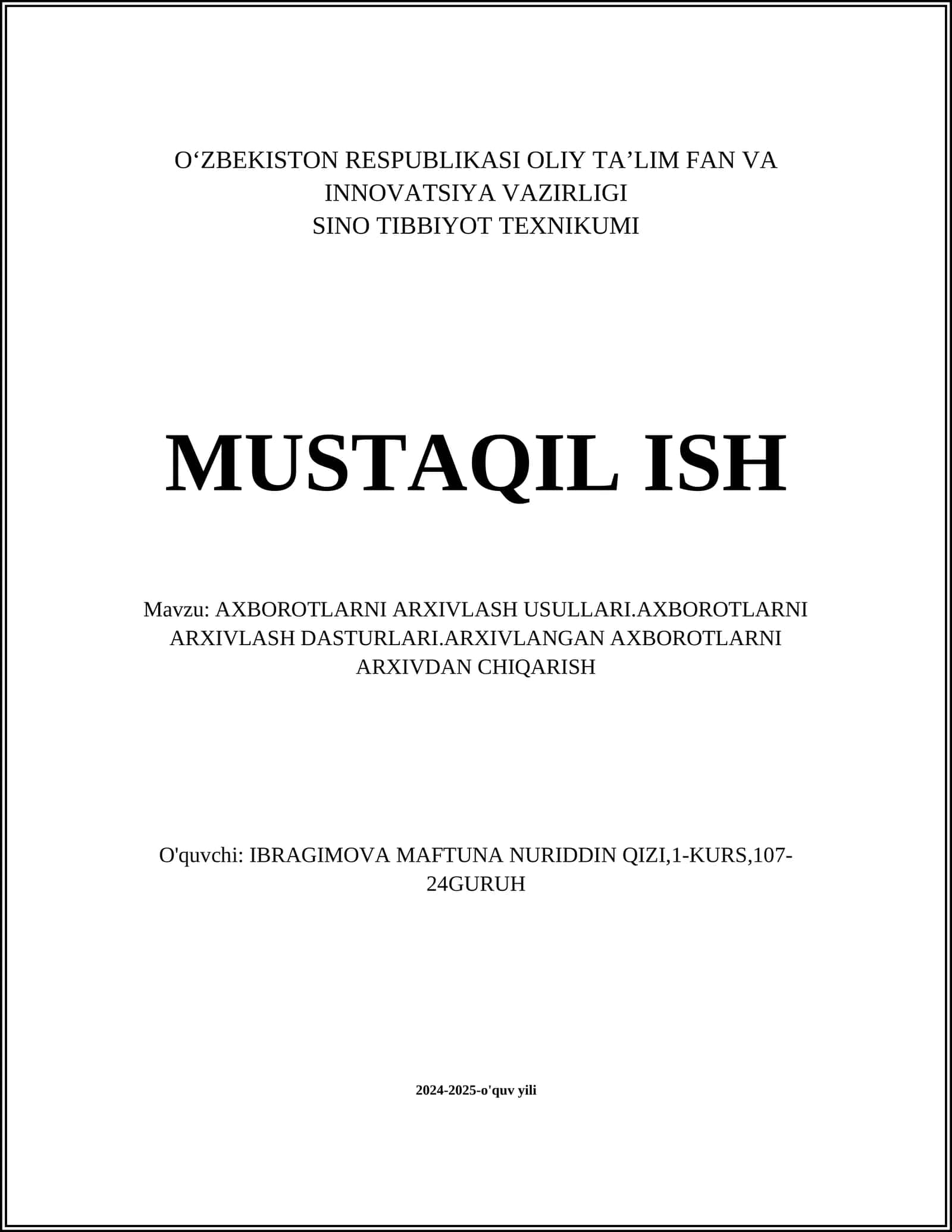 AXBOROTLARNI ARXIVLASH USULLARI 1