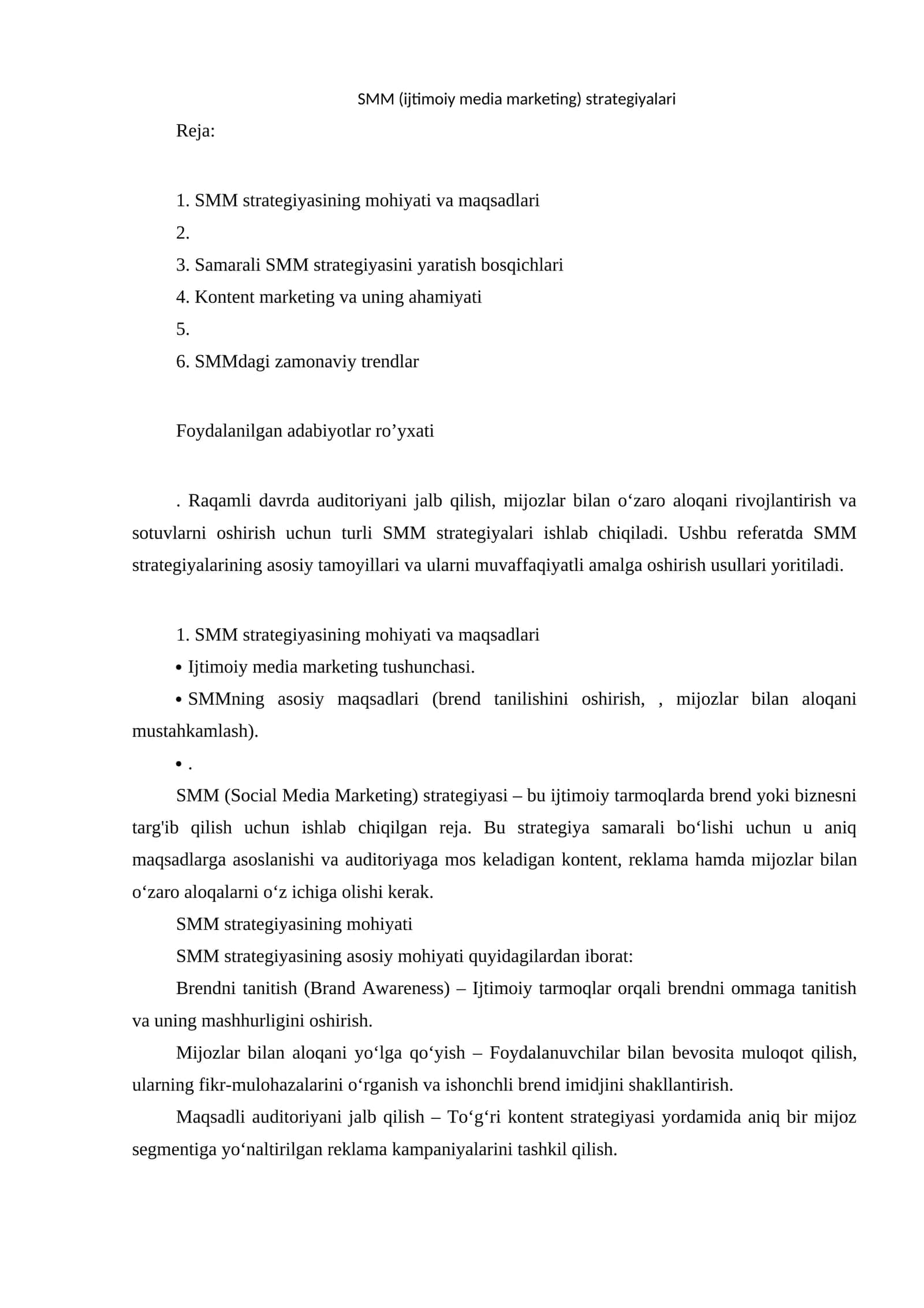 SMM (ijtimoiy media marketing) strategiyalari 1