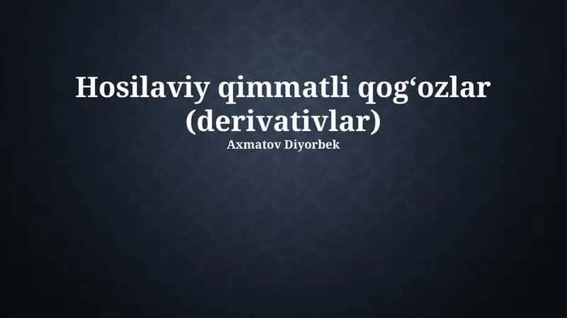 Hosilali Qimmatli Qog'ozlar 1